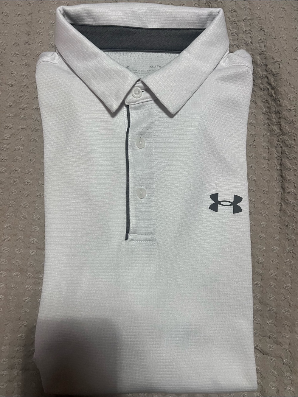 Under Armour White Polo with Gray Logo and Trim